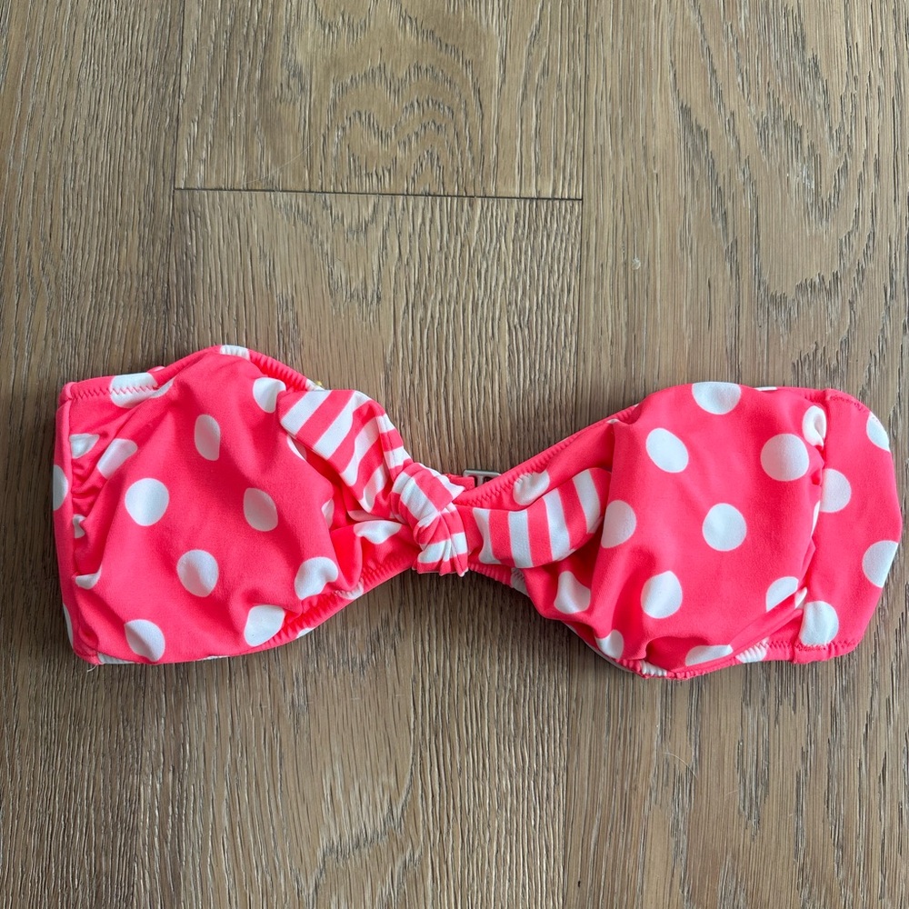 Pink and White Victoria’s Secret bandeau bikini top size small